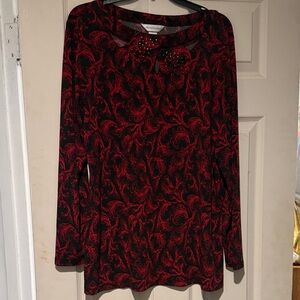 Christopher & Banks Red and Black Patterned Top